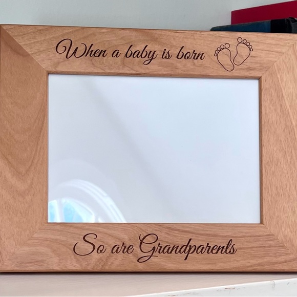 Natural Wood Picture Frame - When a Baby is Born - Picture 1 of 2